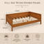 Lit de jour Cavrelisse en bois pleine grandeur avec cadre à trois côtés, canapé-lit plateforme en noyer foncé, construction en pin, contreplaqué et MDF, 10 lattes de soutien pour matelas, aucun sommier requis-2072742783