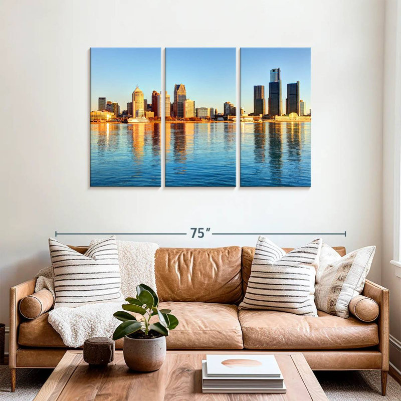 Nicci Detroit Waterfront Skyline, H 36 po x l 57 po