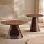 Ensemble de 2 tables basses gigognes, tables d'appoint rondes avec lit-grotte intégré pour chat, table de bout moderne avec plateau en grain de bois de mélamine et base en acier au carbone pour le salon, petit espace