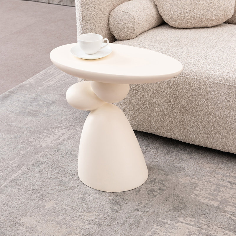 Table de bout Lucky Stone, Blanc laiteux