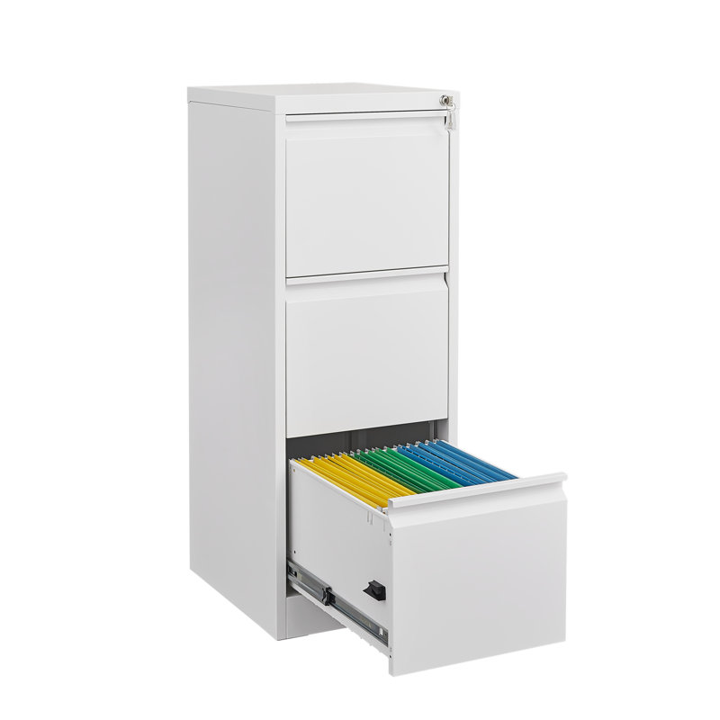 3 classeurs en métal verrouillables, rangement pour bureau / maison, poignée à griffes, blanc, convient aux classeurs de format A4 / légal / lettre avec 3 tiroirs et serrure, rangement vertical pour le bureau / la maison, peut accueillir des papiers