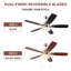 Ventilateurs de plafond de 52 pouces avec lumières, ventilateur de plafond pour chambre à coucher, commande par chaîne-89220798