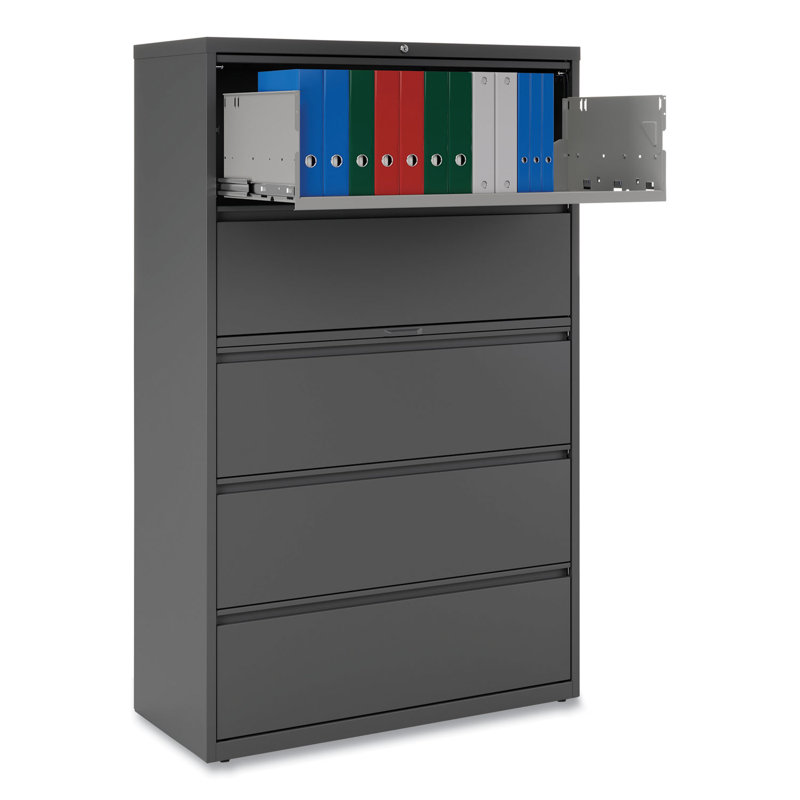 Charcoal 42'' Wide 5-Drawer Lockable Steel File Cabinet