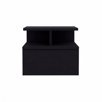 Table de chevet flottante (table de chevet), table de bout, tiroir de table d'appoint, tablettes ouvertes