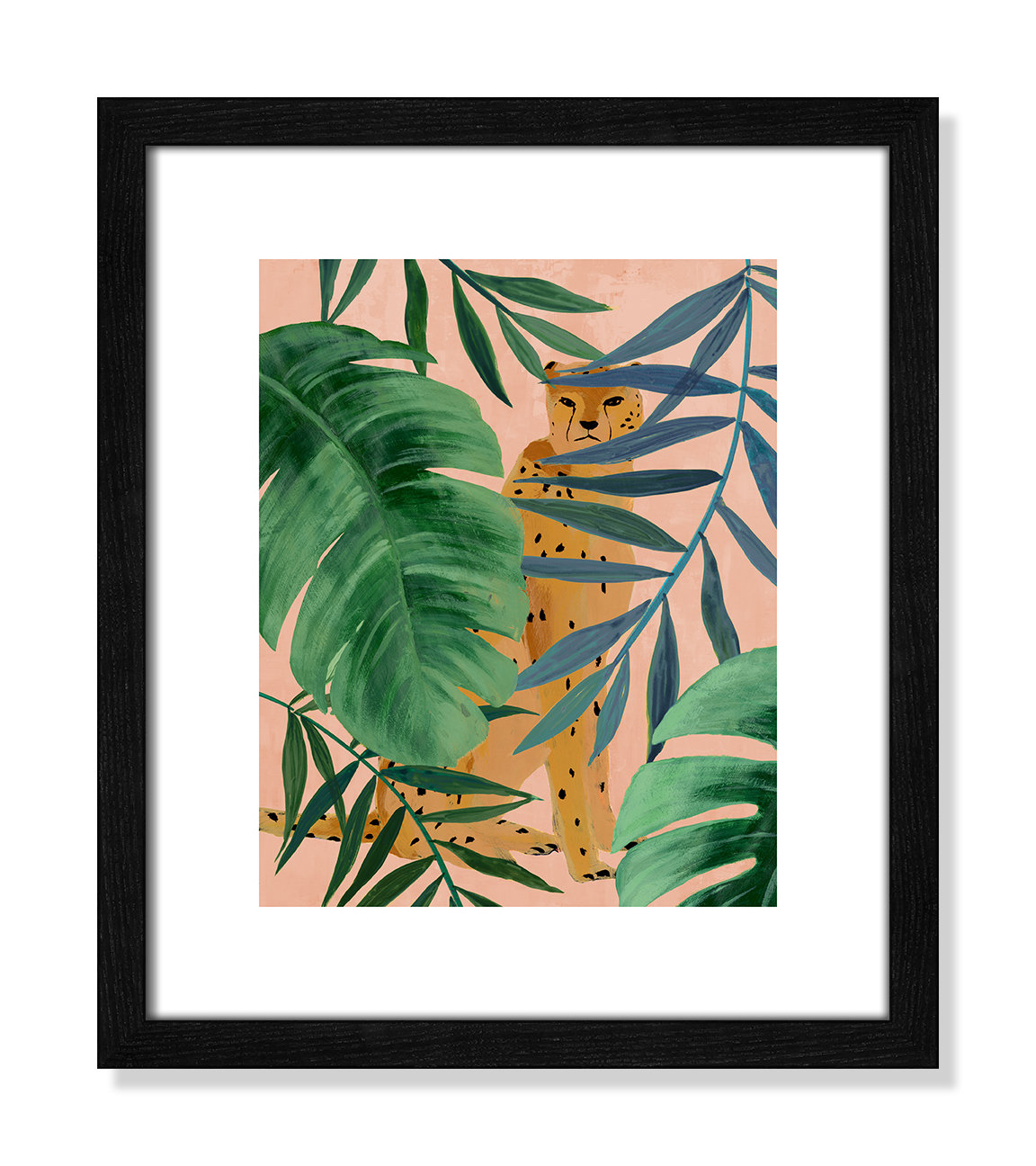 Allie "Silent Jungle" Painting by Isabelle Z, Black Wood Framed Paper, 15" H x 13" W x 0.75" D