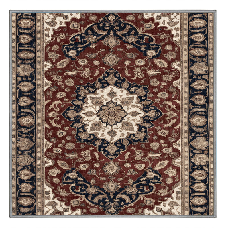 Tapis persan gris lavable à la machine, Carré 4 pi
