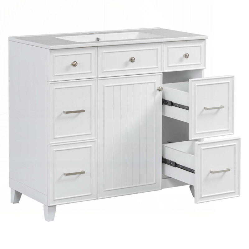 Meuble-lavabo 36 po avec lavabo en céramique, Blanc