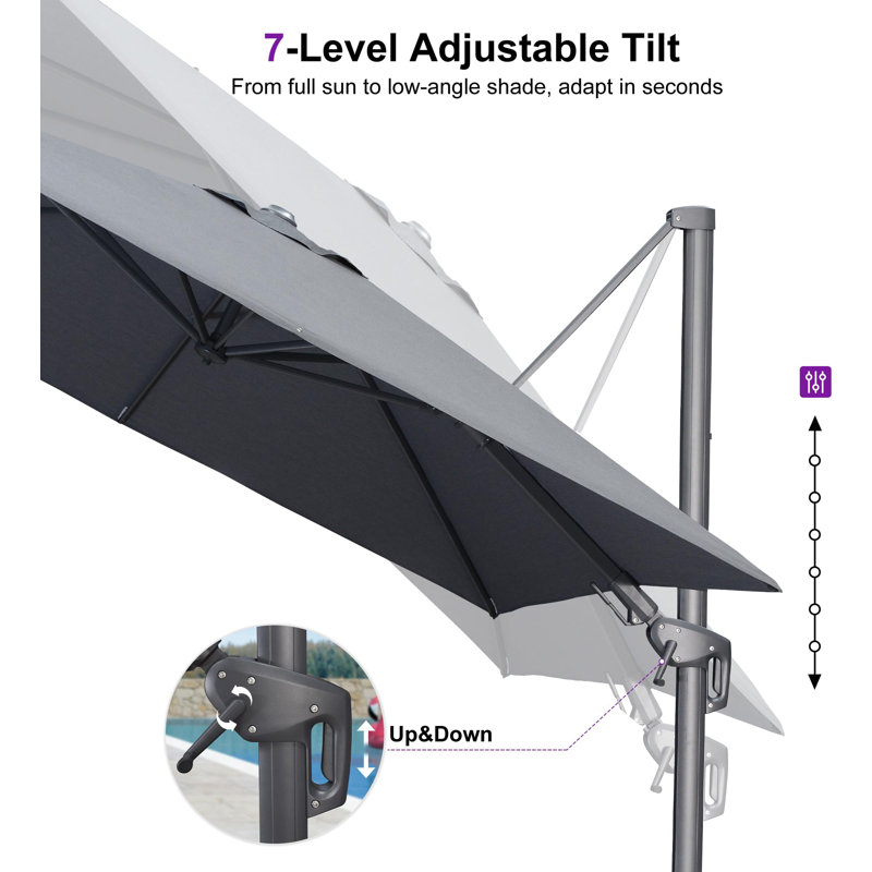 Cantilever Parasol, 264.2cm H x 365.8cm W x 274.3cm D, Graphite Grey