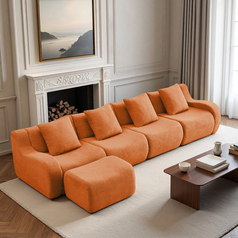 Canapé Boneless, H 35,4 po x l 148 po x P 65,7 po, 4, Orange
