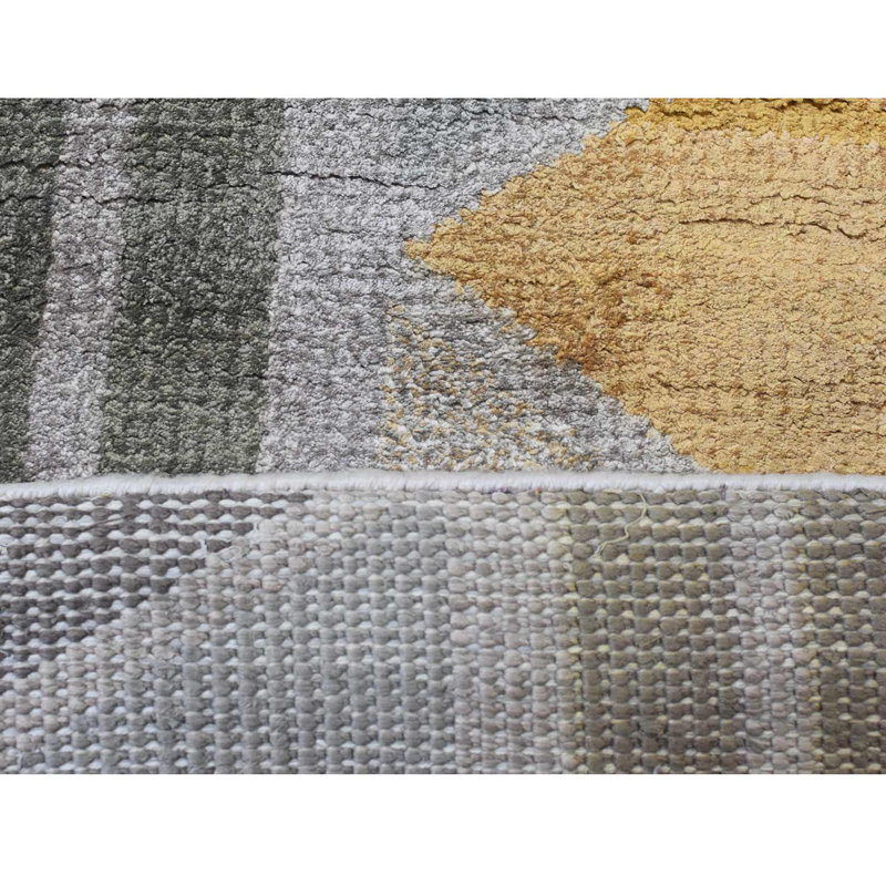 Tapis d'intérieur géométrique en viscose multicolore de qualité supérieure