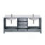 Meuble-lavabo double gris foncé 80 po X P 22 po D, dessus en marbre de Carrare et ensemble de robinet-873760450-873760460