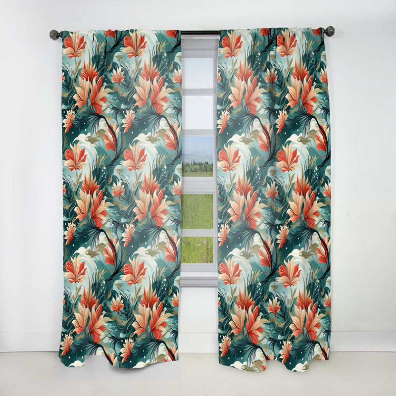 Tropical Coastal Escape Coastal Motif II - Rideau floral - Rideau obscurcissant - 1 panneau, L 52 po x L 108 po