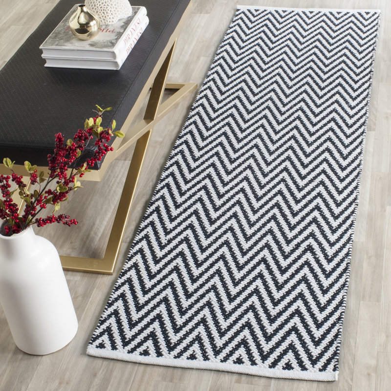 Tapis en coton tissé à la main Haq moule, Tapis de couloir de 2 pi 3 po x 7 pi