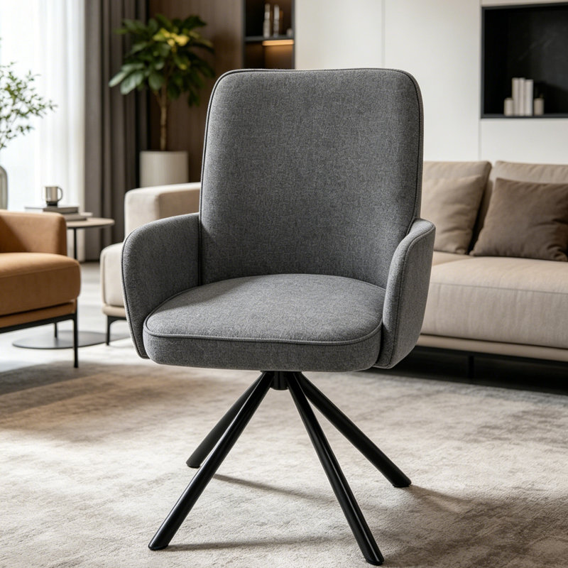 Upholstered Swivel Accent Chair, Grey