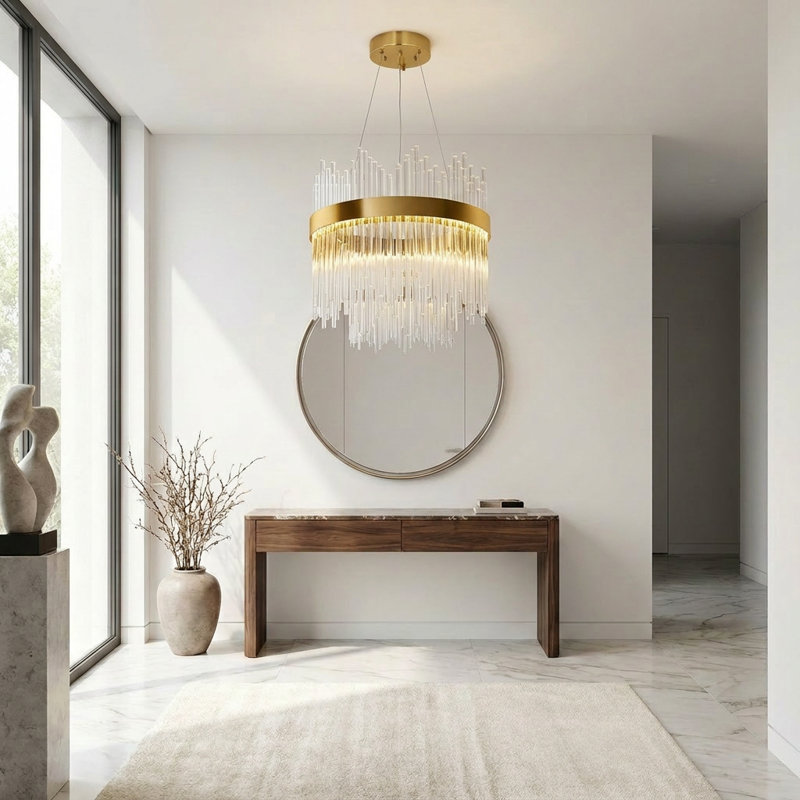 LED Chandelier, 26cm H x 40cm W x 40cm D, Gold, 40 W