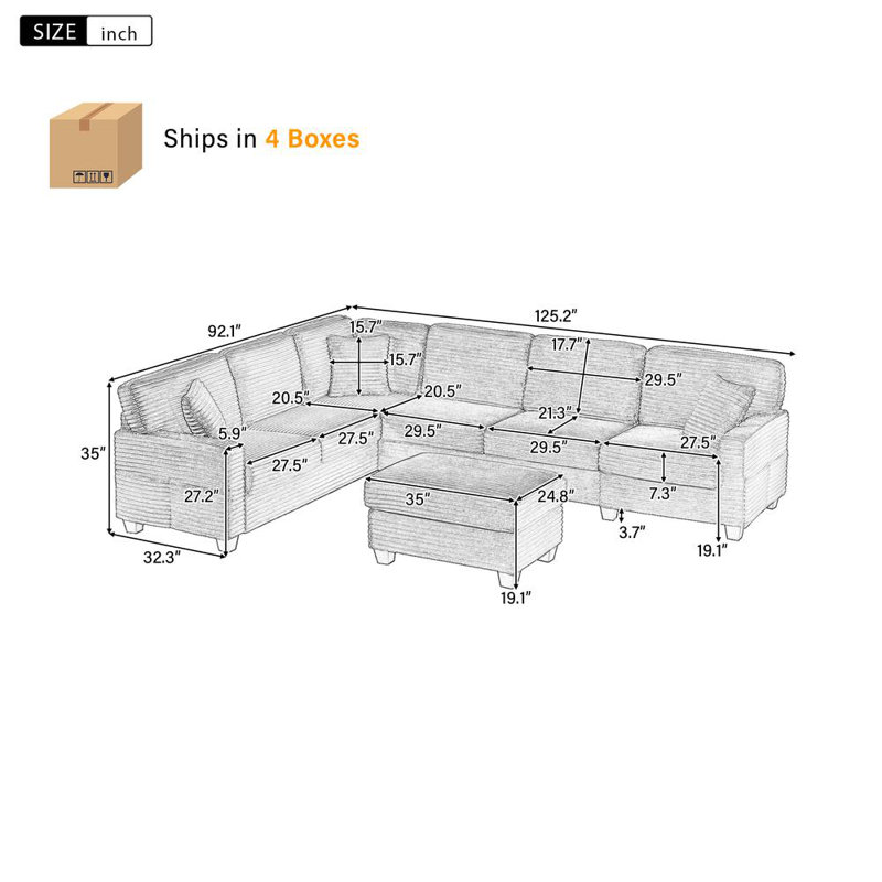 125.2" U-Shape Sectional