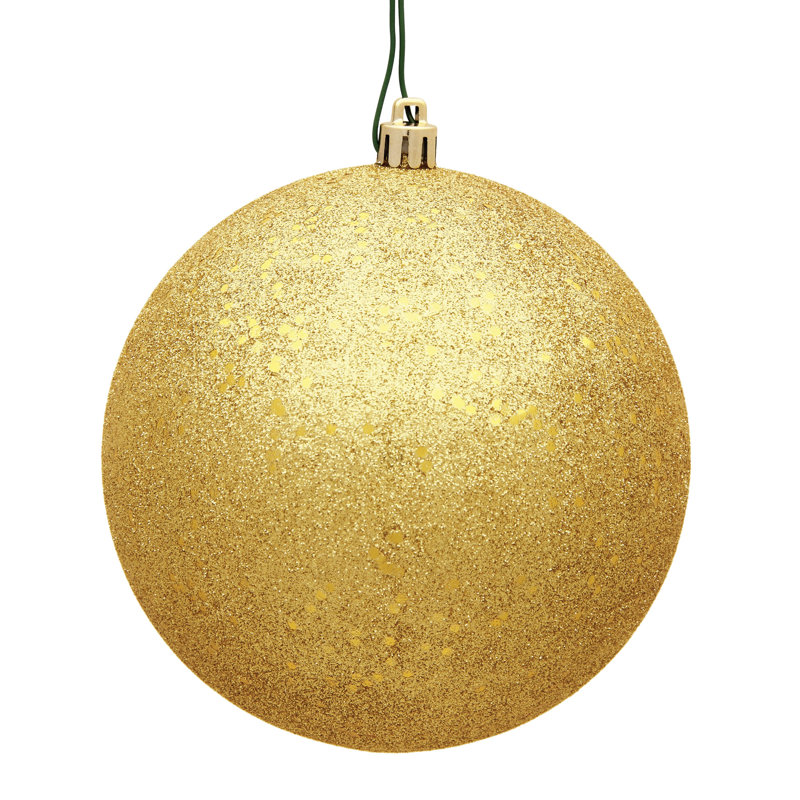 Ornement boule 4 po, Paillettes miel doré