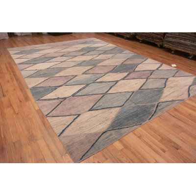 Nazmiyal Collection Large Modern Geometric Diamond Grid Rug 11ft 3in X 16ft 1in
