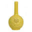 Vase à fleurs Remi, col étroit, céramique jaune avec motifs floraux, 16 po
