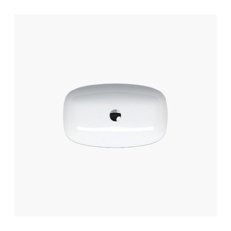 Catalano Green Gloss White Fireclay Oval Bathroom Sink, 5.51" H x 25.59" W x 15.75" D