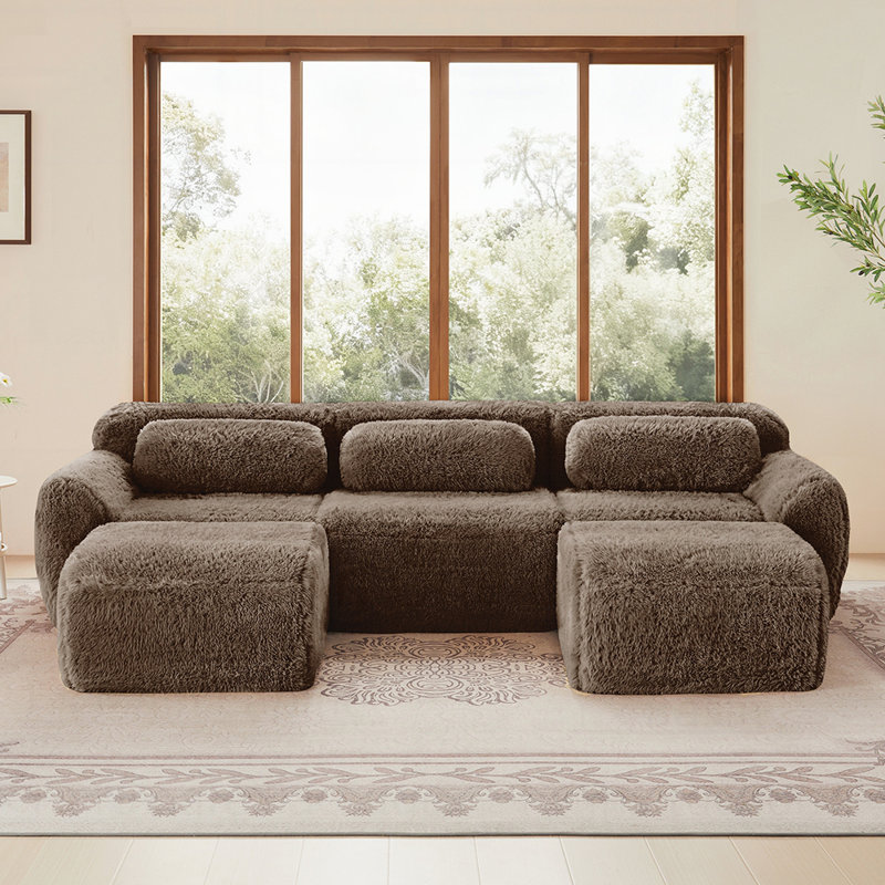 Canapé modulaire en forme de U sans os avec éponge haute densité 32D, conception antidérapante, méridienne pour agencements flexibles et confort d'assise profond