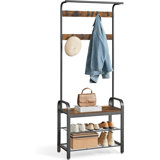Coat Rack, Hall Tree With Shoe Bench For Entryway, Entryway Bench With Coat Rack, 4-In-1, With 9 Removable Hooks