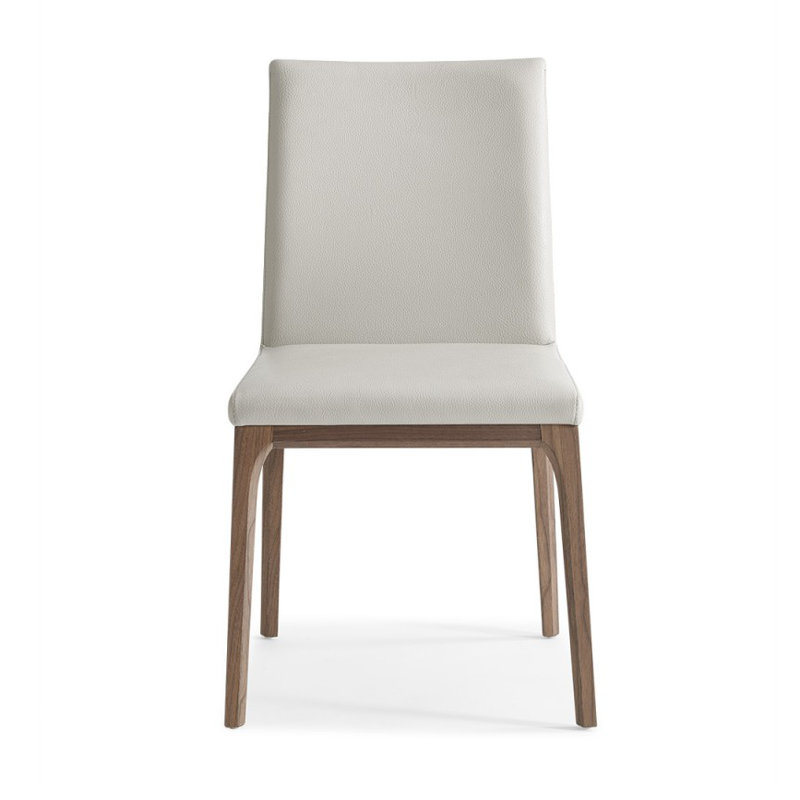 Jakiylah 19'' H Faux Leather Upholstered Walnut Side Chair, White, Walnut