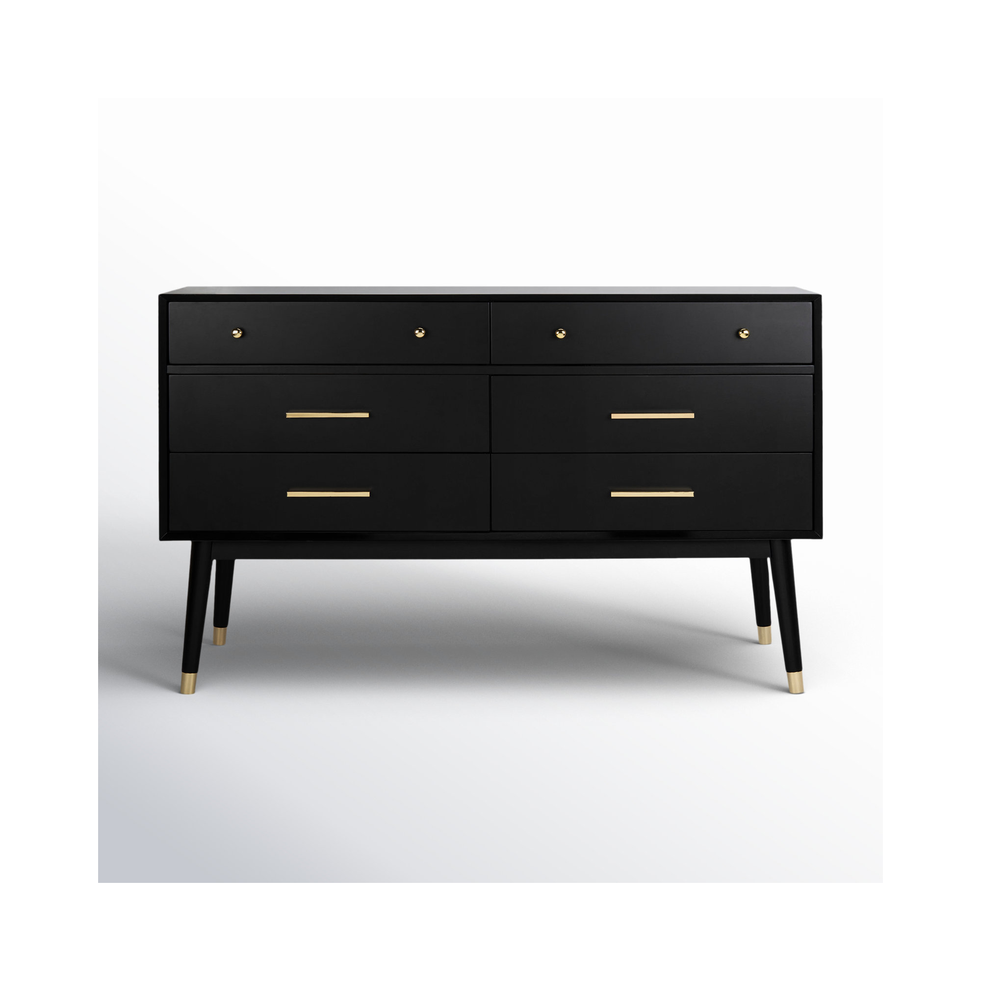 Samuel 6 - Drawer Double Dresser, Black/Brass