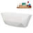 63" Streamline Soaking Glossy White Acrylic Freestanding Bathtub, Bamboo Tray, Drain-103682614