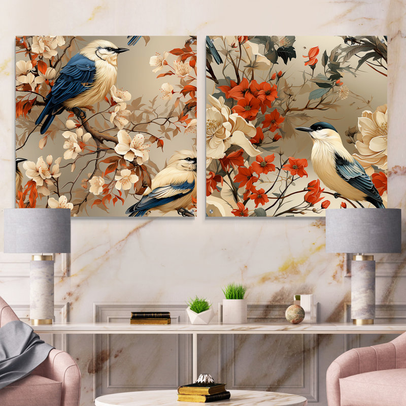 Lenora - Ensemble de 2 art mural en verre acrylique, H 16 po x l 33 po