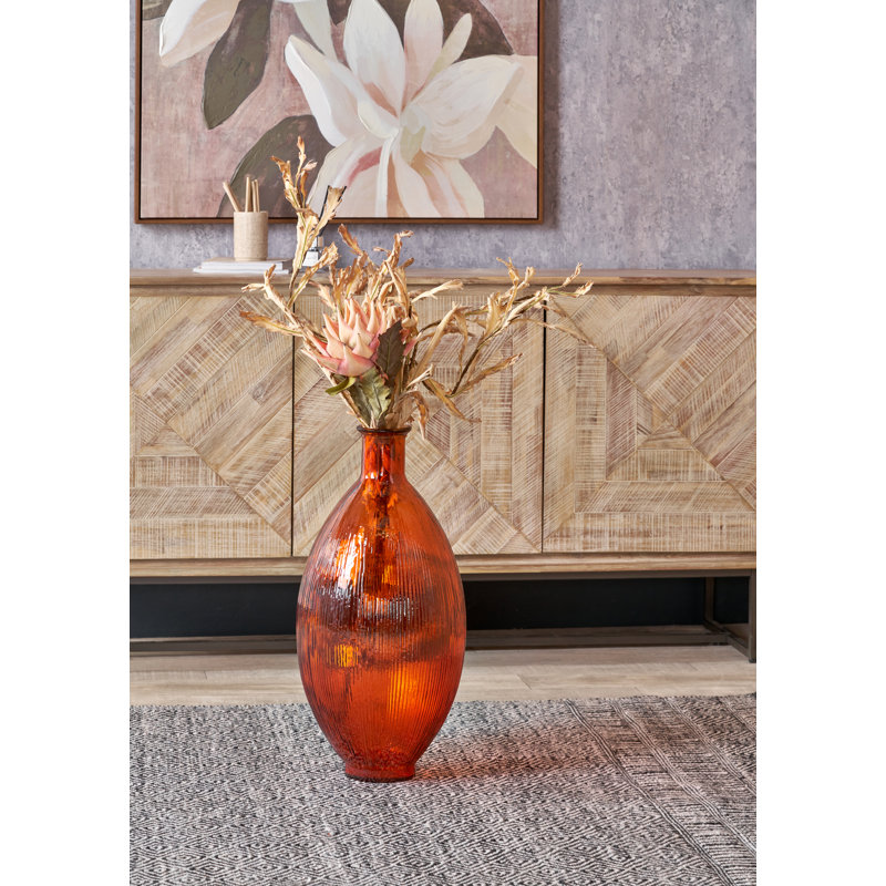 Handmade Glass Floor Vase, Orange
