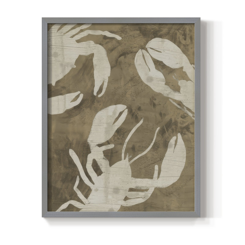 «Woodgrain Crustaceans II», reproduction encadrée - bois massif, H 30 po x l 24 po, Gris