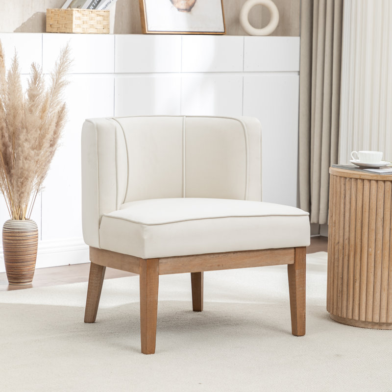 Fauteuil demi-tonneau Karoll, Velours ivoire, 1