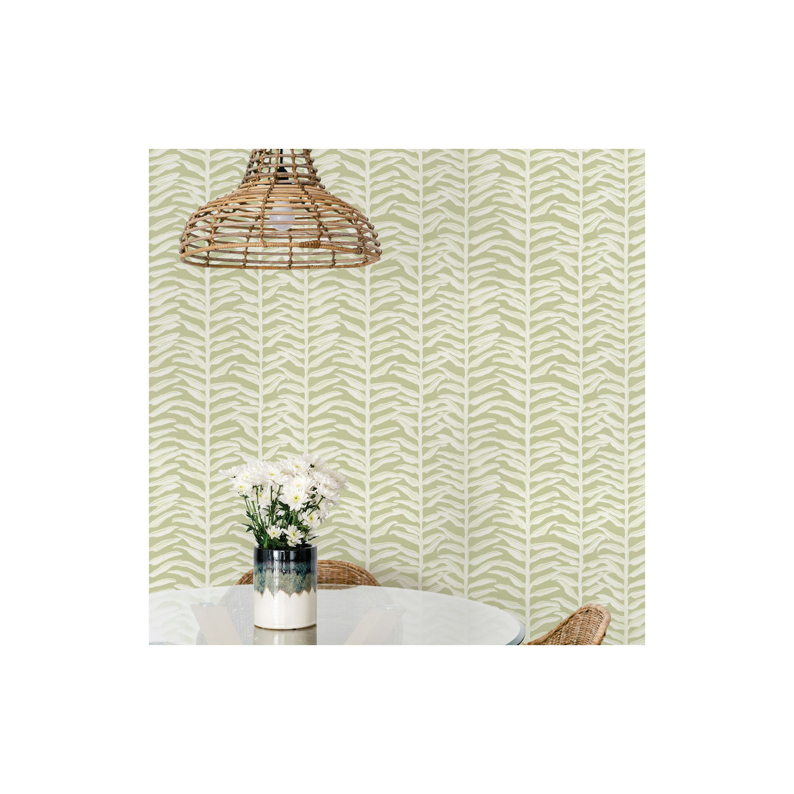 Painted Vine Peel and Stick Wallpaper, Matcha Vines