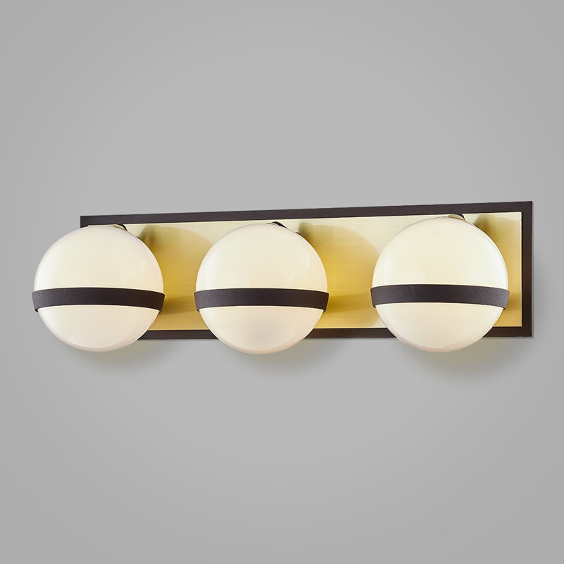 Sleek Textured Black and Polished Nickel 3-Light Vanity