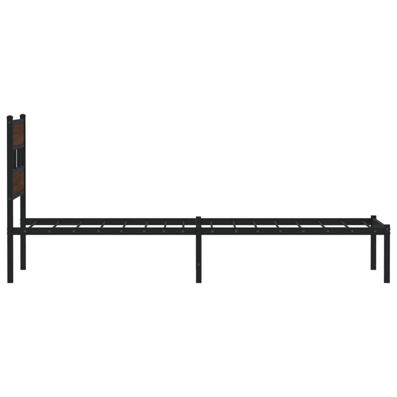Vidaxl Bed Frame Without Mattress With Headboard 160X200 Cm, 105cm W x 196cm L, Brown Oak