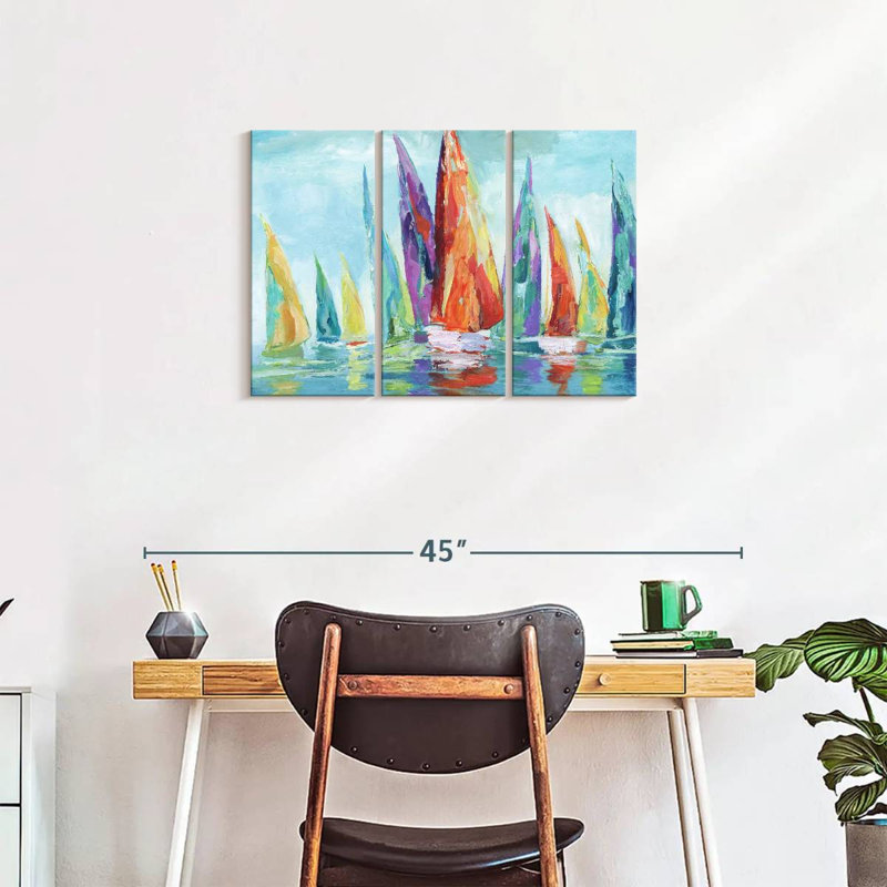 " Fine Day Sailing I " 3 - Pieces, 20" H x 33" W x 1.25" D
