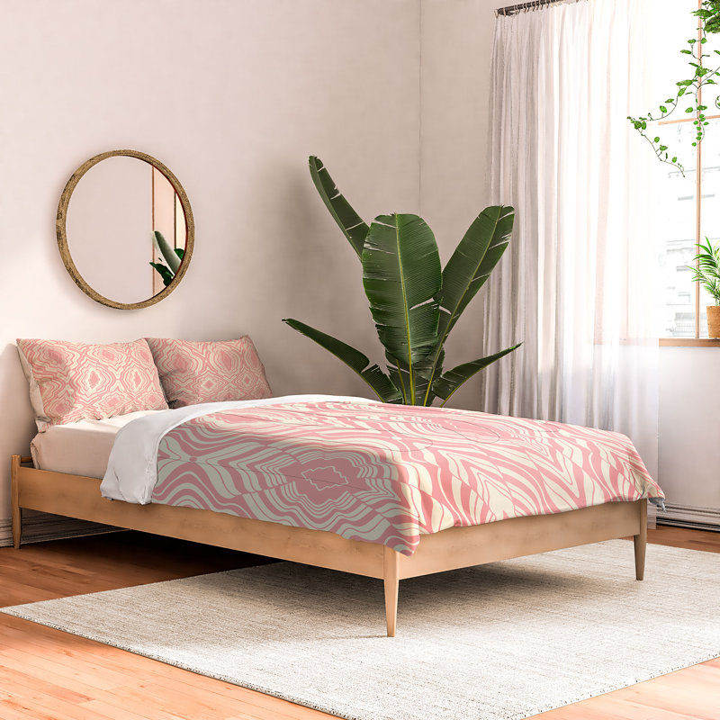 Ensemble d'édredon en coton standard rose Jenean Morrison, Édredon double + 2 taies décoratives standard