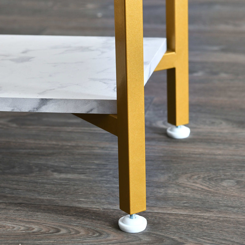 Table basse Marble Iron Crown, Plateau blanc / base or