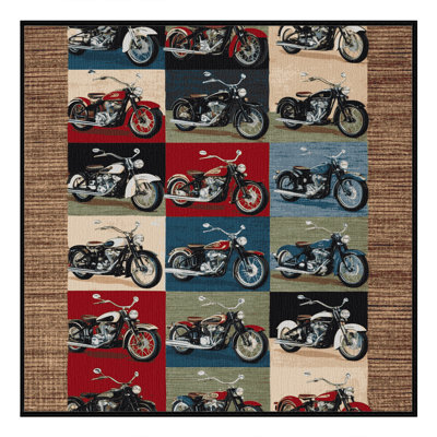 Machine Washable Transportation Brown Area Rug