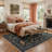 Veridian Floral Machine Washable Green / Black Indoor Area Rug with Non-Slip Backing-1382831041