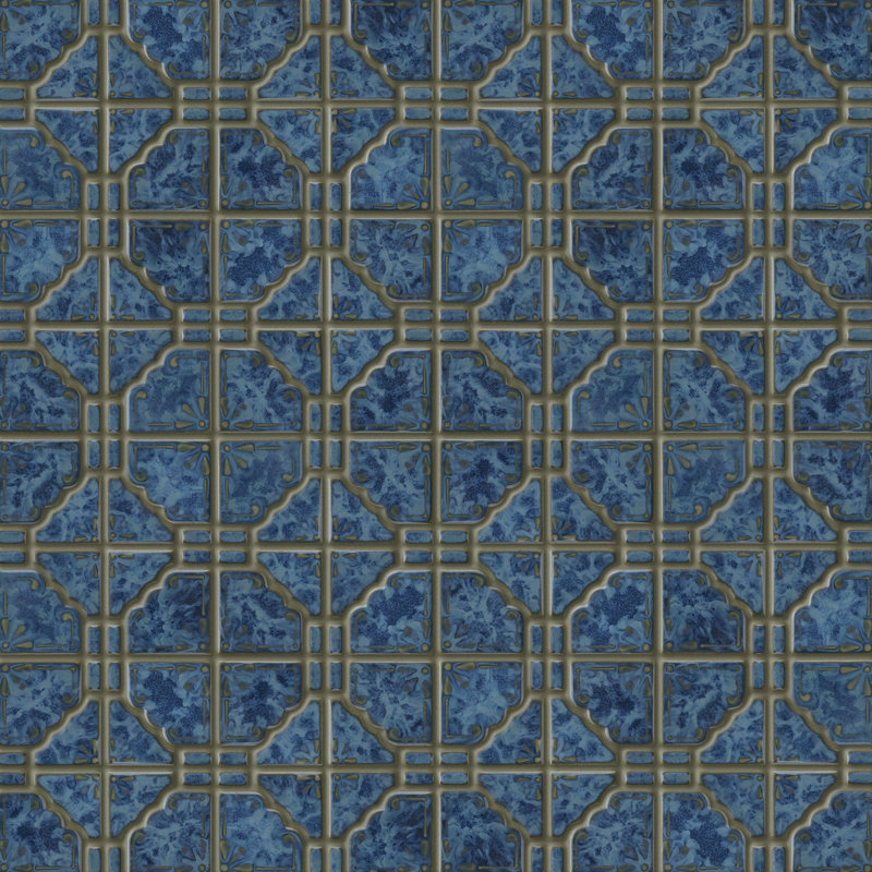 Moonbeam Porcelain Grid Mosaic Wall & Floor Tile, Pacific Blue