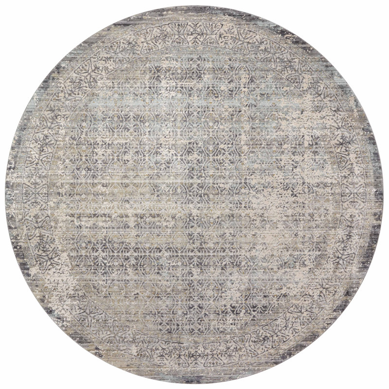 Amber Lewis x Loloi Alie Sky / Stone Area Rug, Round 5'3"