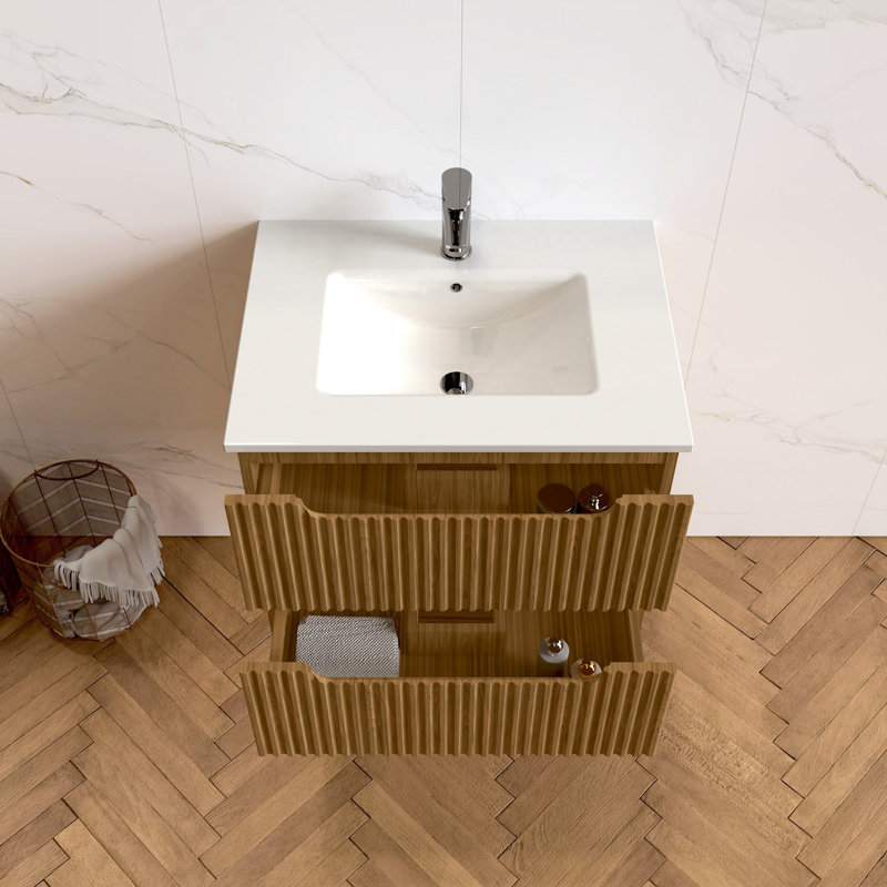 Ensemble de meuble-lavabo mural 24 po avec lavabo blanc