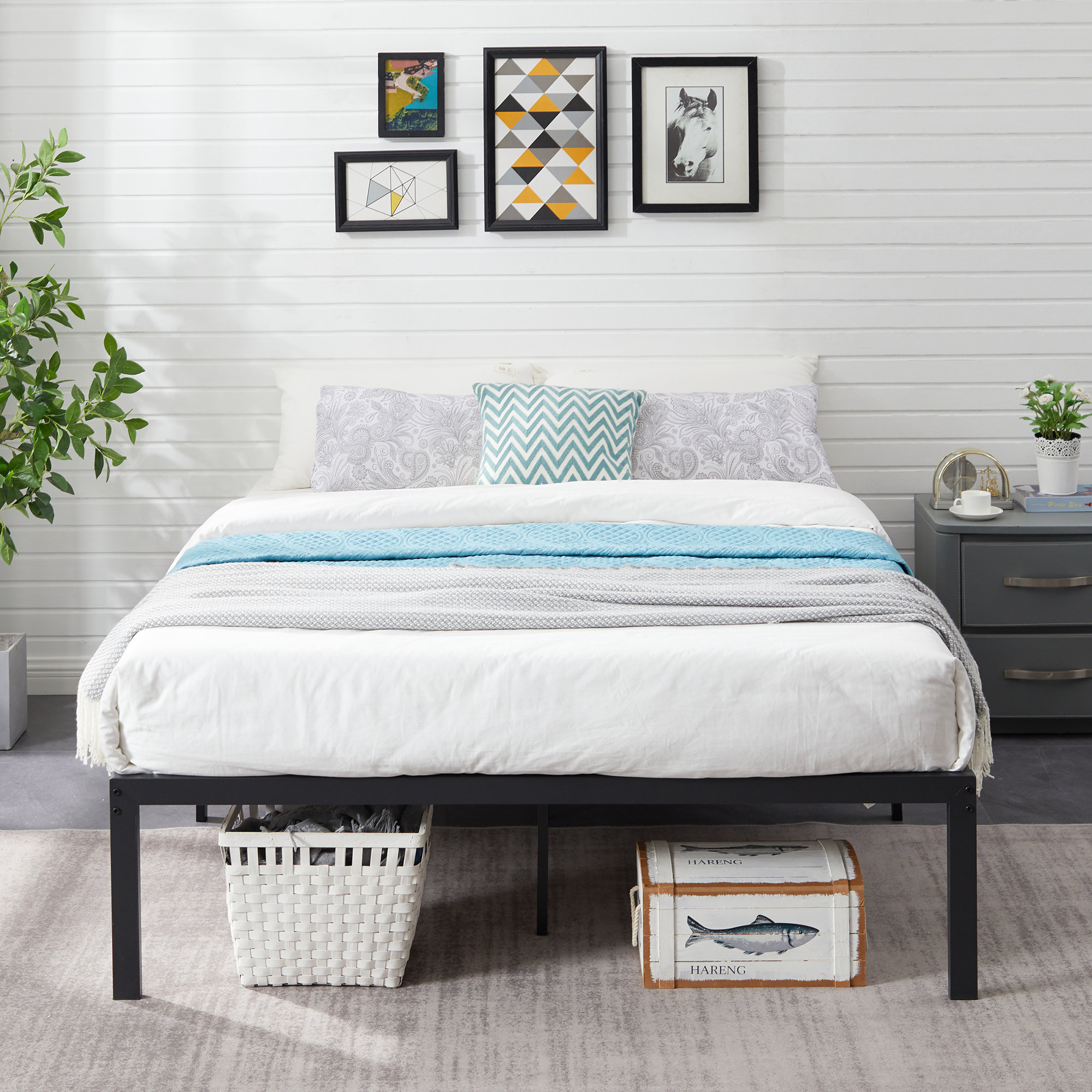 Wade Logan® Blinni 14 Inch Heavy Duty Steel Platform Bed Frame No Box