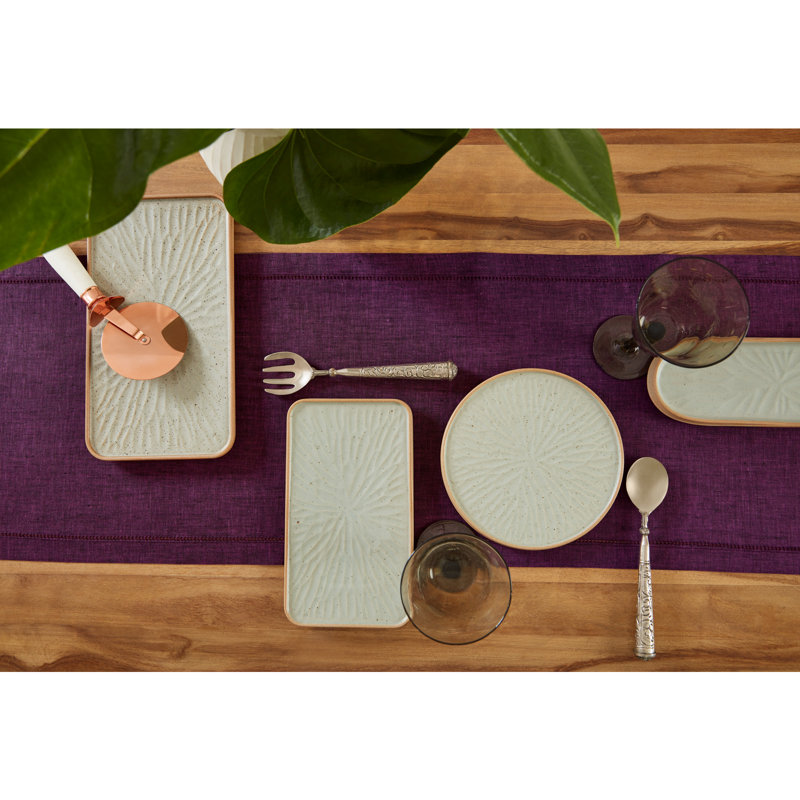 Milan - 100% Pure Linen Table Runner, Grape, 36" x 14"