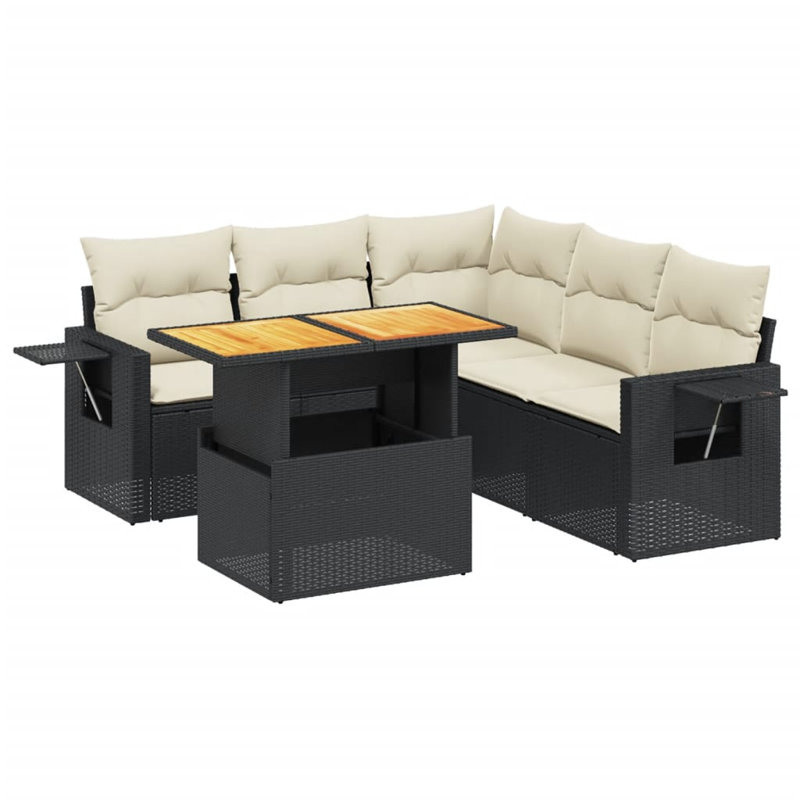 Vidaxl Garden Sofa Set Black, Cream White
