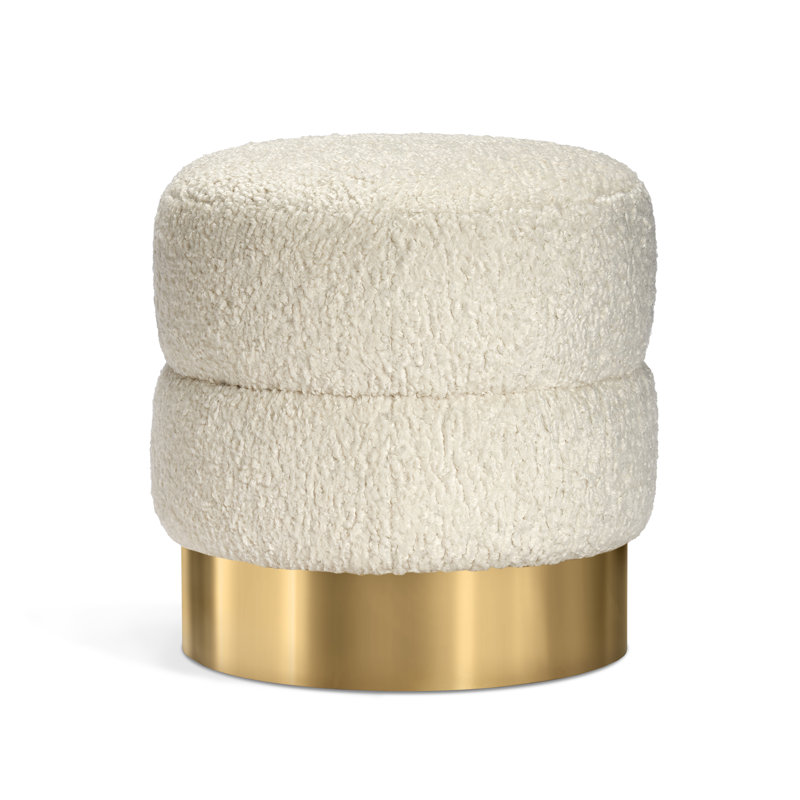 Charlize Upholstered Accent Stool, Antique Bronze, Cream
