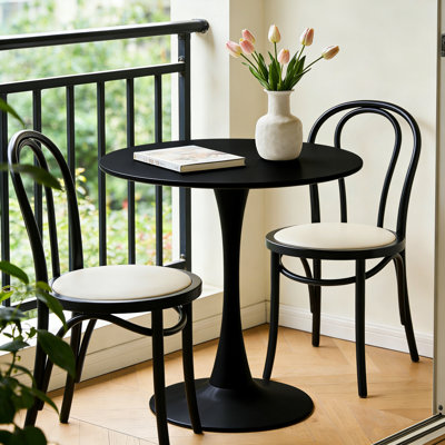 Table de salle à manger ronde de 31,5 po blanche de style Mid-Century moderne avec base en tulipe et plateau en bois aggloméré