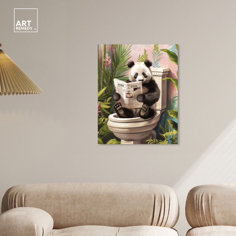 Art mural panda tropical par Art Remedy, H 24 po x l 20 po, Toile tendue